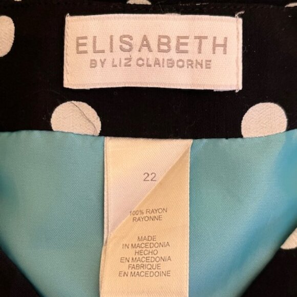 Elisabeth by Liz Claiborne sz22 Black with White Polka-dots A line Midi Skirt - Picture 4 of 4